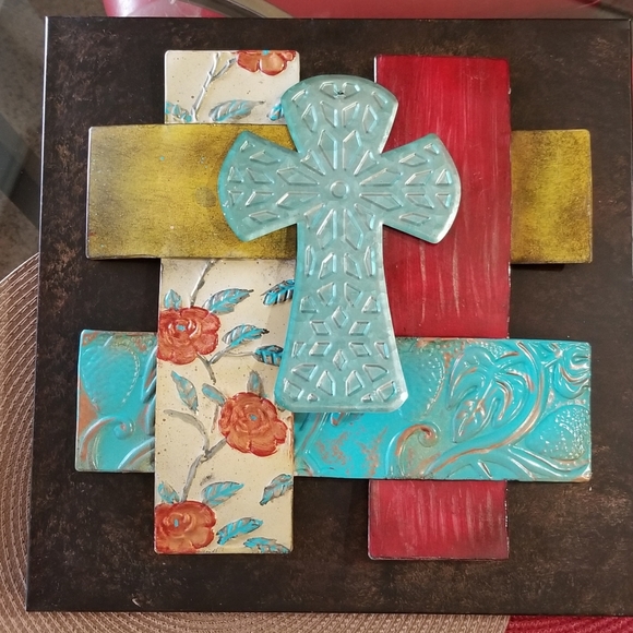 TEXTURED 3D METAL CROSS WALL ART DECOR - Picture 11 of 11